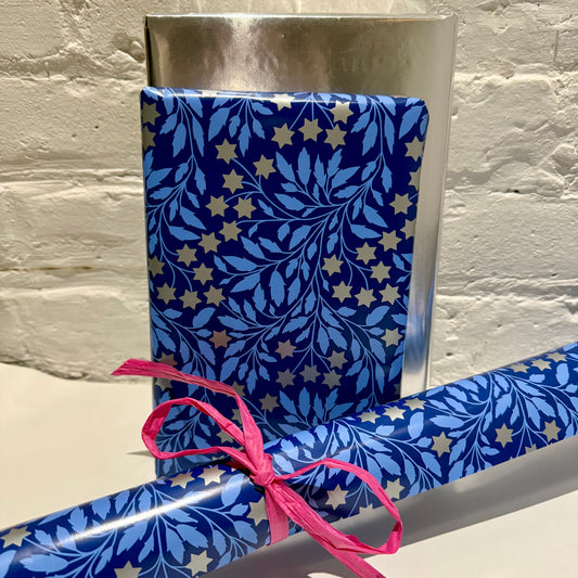 Star of David Blooming Silver Gift Wrap